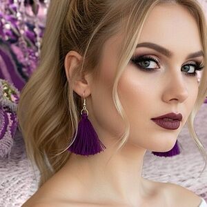 5 For $25💫Purple Hippie Gypsy Tassels Earrings